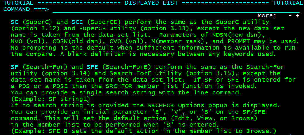 SC and SF line commands